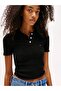 Tjw Pointelle Polo Women's Black Sweater Dw0Dw20965Bds - 4