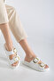 Women's White Double Strap Buckle Detailed Slippers - 2