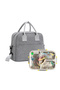 3 Compartment Stainless Steel bento Lunch Box, 800ml w/ Lunch Bag-T-Rex Purple