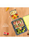 6&4 Convertible Bento Lunch Box w/ Lunch Bag, Steel Spoon&Fork Set & Name Sticker-T-Rex dino Gray - 6