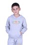 Boy's Track Suit with Hooded Kangaroo Pocket Urban Text Printed - 3