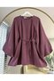 Women's Balloon Sleeve Belly Tie Dress Tunic Shirt Rz01 - 2