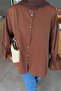 Sleeve Tunnel Rope Detailed Shirt Bitter Brown - 4