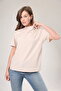 100% Organic Cotton Women's Cream Light Beige Basic Ribbed Stand Collar Knitted T-Shirt Half Fisherman - 7