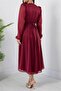 Women's Belt Midi Length Lining Glitter Detail Dress Dpry3590 - 4