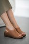 New Women's Genuine Leather Wedge Heeled Shoes Brown - 3