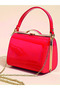 Hard Shell Clip Pu Cute Simple Patent Leather Pearl Leather Red Women's Hand Bag - 2