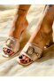 Di Beige Patent Leather 5 cm Heel Slippers