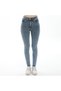 High Waist Snow Wash Light Blue Skinny Jeans Pants - 2