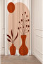 Vase Leaf Bohemian Minimalist Beige Cream Patterned Special Design Digital Printed (Single Wing) Stylish Background Curtain