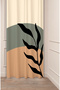 Leaf Green Bohemian Minimalist Beige Cream Patterned Special Design Digital Printed (Single Wing) Stylish Background Curtain