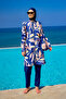 Navy Blue Hijab Swimsuit - 4 Piece Full Covered Swimsuit Set R2508 - 4
