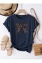 Unisex Leopard Patterned Ribbon Special Design Front Printed Design Tshirt