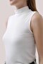 Women's Black White 2-Piece Sleeveless Body Half Neckline Blouse - 7