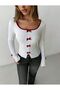 White Ribbon Low-Cut Long Sleeve Crop