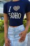 Women's Printed Lycra Crew Neck Crop T-Shirt - 4