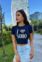 Women's Printed Lycra Crew Neck Crop T-Shirt - 5