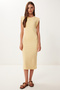Basic Summer Midi Knitted Dress Yellow Lfw0004 - 2