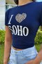 Women's Printed Lycra Crew Neck Crop T-Shirt