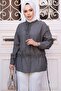 Buttoned Smoked Hijab Shirt 32358Fu
