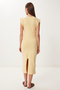 Basic Summer Midi Knitted Dress Yellow Lfw0004 - 5