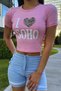Women's Printed Lycra Crew Neck Crop T-Shirt - 3