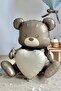 Sitting Heart Brown Bear Foil Balloon Cute Teddy Bear Balloon - 2