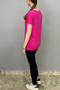 Women's Fuchsia Color and Collar Bat Sleeve T-Shirt - 5