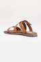 Women's Tan Genuine Leather Orthopedic Sandals Wooden Detailed Adjustable Daily Lightweight Flat Sole Slippers - 6