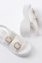 24414-572 White Buckle Daily Wedge Heel Women's Sandals - 4