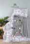 100% Cotton Oslo Double Gray Pique Set (Bed Sheet, Pique, Pillow Cover) - 2