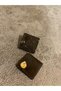 Serrated Black Colored Mega Size Square Shape Epoxy Earrings with Gold Accessories Handmade Gift - 8