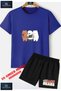 Kids Unisex “Pandas 3 Ice Cream“ Custom Printed Crew Neck T-Shirt - Shorts Set