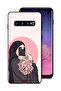غطاء حماية لهاتف Samsung Galaxy S10 بتصميم فن التقاط صور سيلفي أثناء حمل الزهور