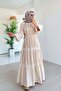Waist-Tie Layered Hijab Dress - Beige