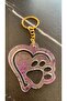 Double Heart Paw Shaped Purple Glitter Decorated Gold Accessory Epoxy Keychain Handmade Gift - 4