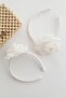 Silver Stone Embroidered Cream Organza Rose Children's Crown - 4