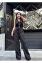 Women's Imported Fabric Button Detail Rose Patterned Belted Lined Special Design Jumpsuit Dress - 2