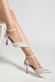 Women's Buckle Pointed Toe Silver Shoes - 3