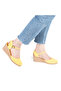 Real Handmade Open Heel Ankle Strap Wedge Heel Linen Straw Women's Espadrille Handmade - 2
