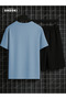 Aura Printed Cotton Unisex Light Blue T-Shirt-Black Shorts Set - 2