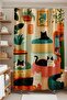 Bathroom Curtain, Shower Curtain with Sleeping Cats Pattern in the Room, Bathtub Curtain 175x200cm - 4