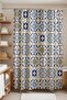 Bathroom Curtain, Yellow Blue Tile Patterned Shower Curtain, Bathtub Curtain 175X200Cm - 2