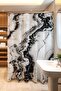 Bathroom Curtain, Black and White Granite Pattern Shower Curtain, Bathtub Curtain 175X200Cm
