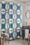 Bathroom Curtain, Blue Tile Patterned Shower Curtain, Bathtub Curtain 175X200Cm - 4