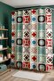 Bathroom Curtain, Red Shades Tile Pattern Shower Curtain, Bathtub Curtain 175X200Cm - 2