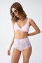 Women's Pink Padded Top and Pastel Patterned High Waist Bikini Set - 5