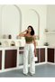 Women's Linen Blend High Waist Wide Leg Summer Trousers with Elastic Waistband and Pockets - 7