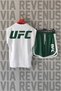 UFC Back Printed Sleeveless Sports T-Shirt and Green Shorts Sports Set
