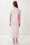 Slit Flexible Knitted Midi Dress Candy Pink Lub0123 - 4